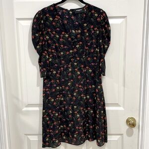 The Kooples silk blend dress multi colored poppy size 2